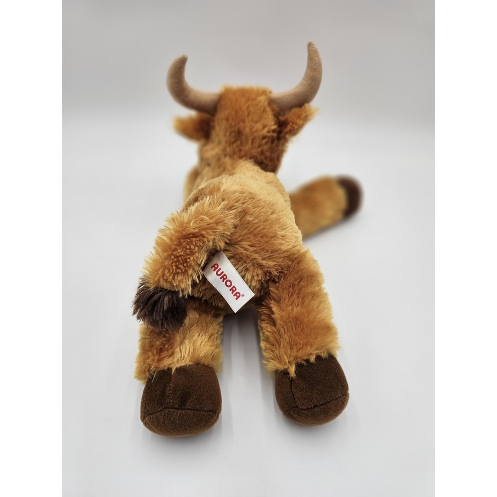 Aurora Brown Steer Longhorn‎ Cow Bull Plush Flopsie 8" Stuffed Animal Realistic - Picture 4 of 4